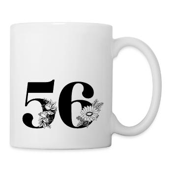 Number 56 Black Floral - 56th Floral Birthday - Mug - white - Right