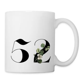 Nummer 52 Blumengrün - 52. Blumengeburtstag - Tasse - Weiß - Rechts