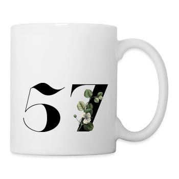 Nummer 57 Blumengrün - 57. Blumengeburtstag - Tasse - Weiß - Rechts