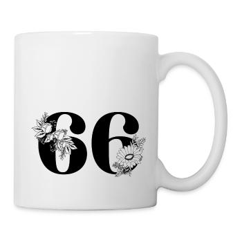 Schwarze Blumenzahl 66 - 66. Blumengeburtstag - Tasse - Weiß - Rechts