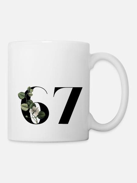 Nummer 67 Blumengrün - 67. Blumengeburtstag - Tasse - Weiß