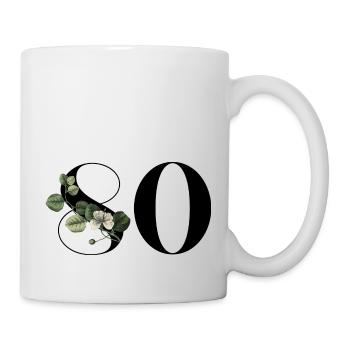Numéro 80 floral vert - 80e anniversaire floral - Mug blanc - blanc - Droite