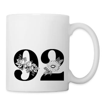Number 92 Black Floral - 92nd Floral Birthday - Mug - white - Right