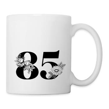 Number 85 Black Floral - 85th Floral Birthday - Mug - white - Right