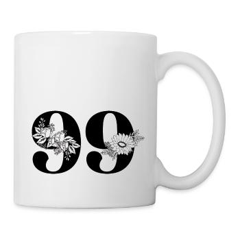 Number 99 Black Floral - 99th Floral Birthday - Mug - white - Right