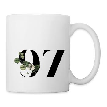 Number 97 Floral Green - 97th Birthday Floral - Mug - white - Right