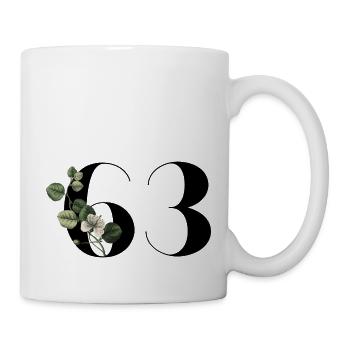 Nummer 63 Blumengrün - 63. Blumengeburtstag - Tasse - Weiß - Rechts