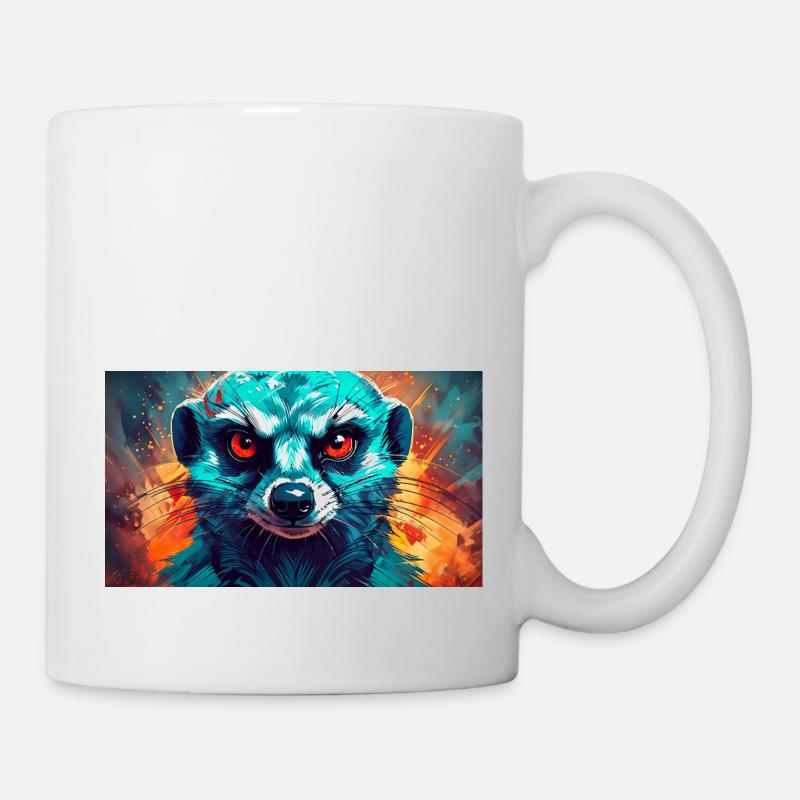 Süße mürrische griesgrämige Tiere - Erdmännchen - Tasse - Weiß