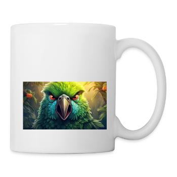 Niedliche mürrische griesgrämige Tiere - Papagei - Tasse - Weiß - Rechts