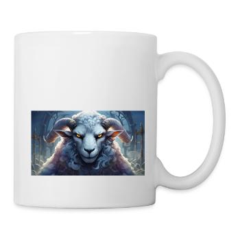 Niedliche mürrische griesgrämige Tiere - Schafe - Tasse - Weiß - Rechts