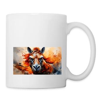 Süße mürrische griesgrämige Tiere - Pferd - Tasse - Weiß - Rechts