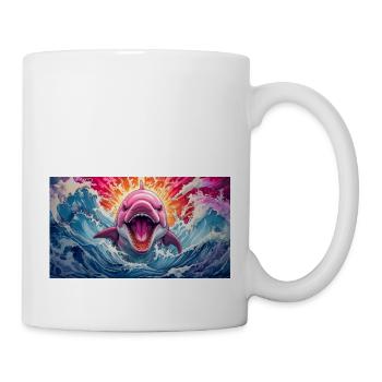 Niedliche mürrische griesgrämige Tiere - Delfin - Tasse - Weiß - Rechts