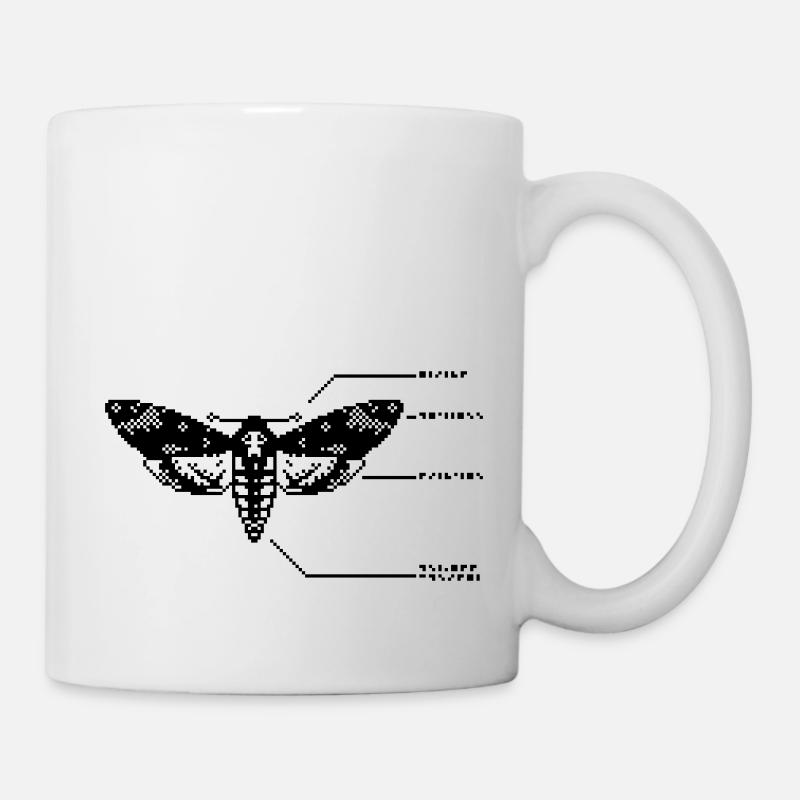 1bit Pixel Skull Hawkmoth - Mug - white