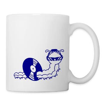 Cool DJ Caterpillar Eats Vinyl Music Record Party - Mug - white - Right