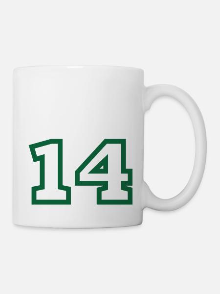 Nummer 14 grüner Sport - Tasse - Weiß