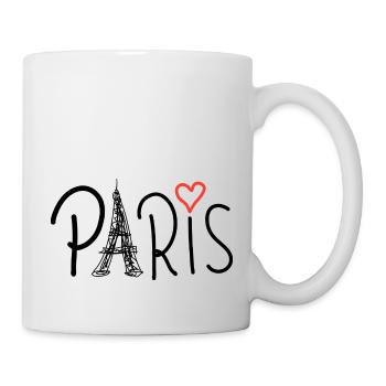 Paris mit Eiffelturm und rotem Herzen - Tasse - Weiß - Rechts