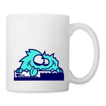Haariges DJ Monster Horror Halloween Mischpult Fun - Tasse - Weiß - Rechts