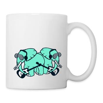 2 Elefanten Zwei Freunde Gitarre Spielen Band Team - Tasse - Weiß - Rechts