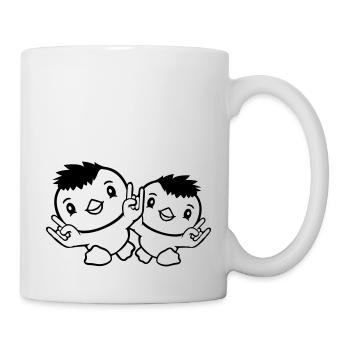 2 Heavy Metal Duck Bird Team Chick Skirt Hand Gesture - Mug - white - Right