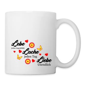 lebe lache liebe 002 - Tasse - Weiß - Rechts