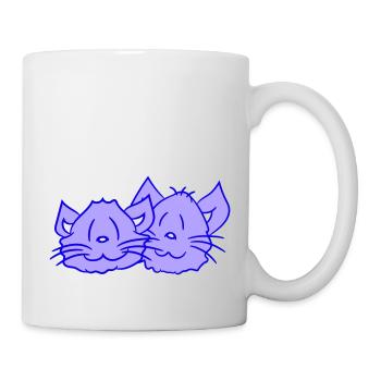 Deux chats heureux 2 amis Couple Équipe Couple - Mug blanc - blanc - Droite