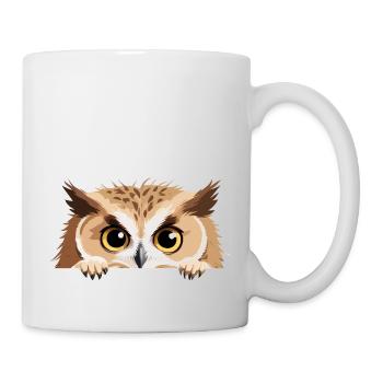 hibou jeter un coup d’œil mignon adorable drôle animal dessin animé - Mug blanc - blanc - Droite