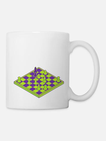 Neon Schachbrett - Tasse - Weiß