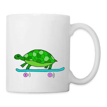 Turtle rides skateboard - Mug - white - Right