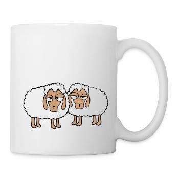 2 moutons fatigués ennuyés look équipe de moutons mignon - Mug blanc - blanc - Droite