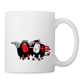 2 Schafe Engel Teufel Satan Hölle Böse Himmel Gut - Tasse - Weiß - Rechts