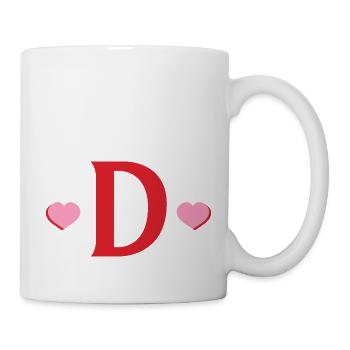 Buchstabe d rote Herzen - Tasse - Weiß - Rechts