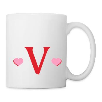 Letter v red hearts - Mug - white - Right