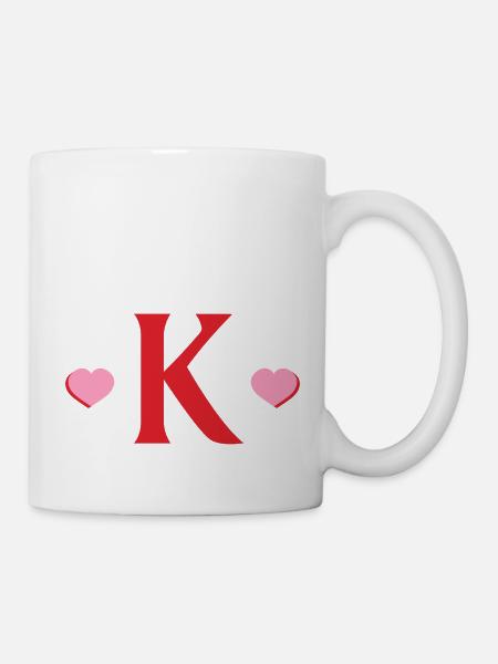 Buchstabe k rote Herzen - Tasse - Weiß