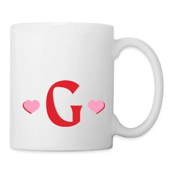 Buchstabe g rote Herzen - Tasse - Weiß - Rechts
