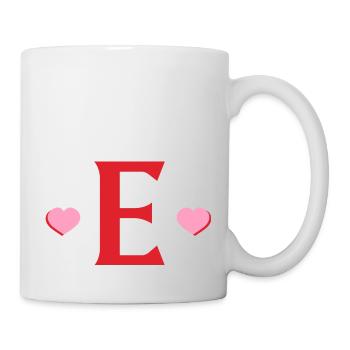 Buchstabe e rote Herzen - Tasse - Weiß - Rechts