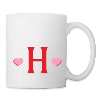 Buchstabe h rote Herzen - Tasse - Weiß - Rechts