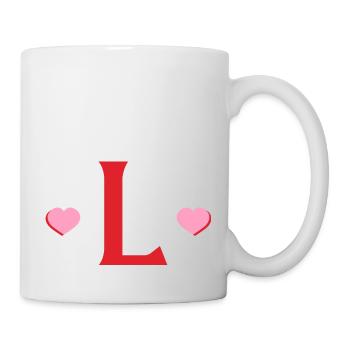 Buchstabe l rote Herzen - Tasse - Weiß - Rechts