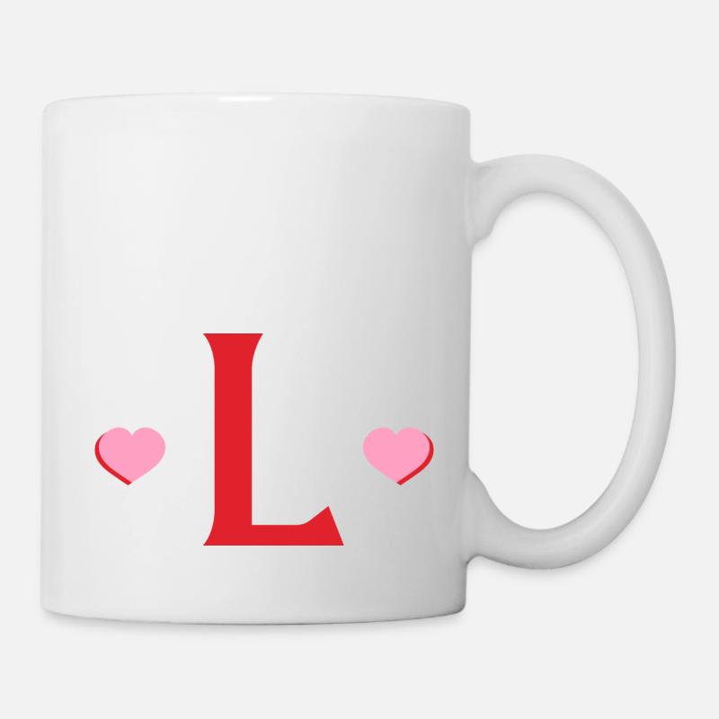 Lettre l cœurs rouges - Mug blanc - blanc