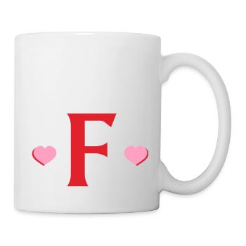 Buchstabe f rote Herzen - Tasse - Weiß - Rechts