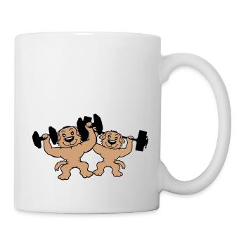 2 Dogs Bodybuilders Strong Muscles Gym Weightlifting - Mug - white - Right