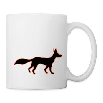 Fuchs Rotfuchs Wild Silhouette Umriss Kontur Rot - Tasse - Weiß - Rechts