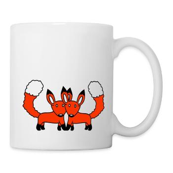 2 Foxes Couple In Love Two Friends Love Team Cute - Mug - white - Right