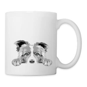 Peeking sad Border Collie dog gray color - Mug - white - Right