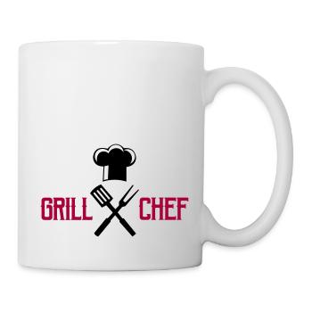 cook, cutlery, grill - Mug - white - Right