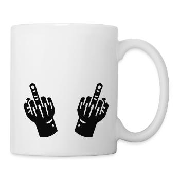 mittelfinger hand 2 - Tasse - Weiß - Rechts