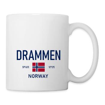 Drammen - Norway - Coordinates - Flag - Mug - white - Right