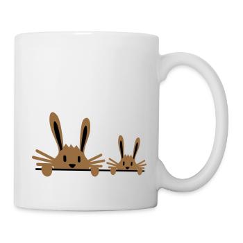 2 Hasen Familie Kind Vater Zwei Kleinkind Mutter - Tasse - Weiß - Rechts