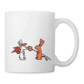 Hase Engel Gewissen Teufel Dämon Böse Satan Hölle - Tasse - Weiß - Rechts