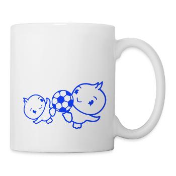 2 Birds Playing Soccer Together Fun Ball Sports - Mug - white - Right