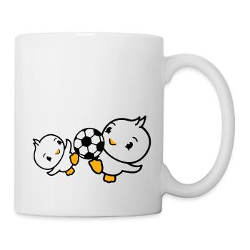 2 Birds Playing Soccer Together Fun Ball Sports - Mug - white - Right